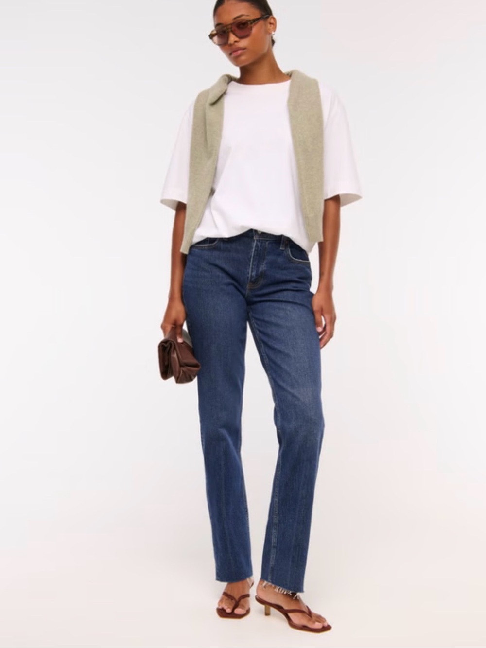 Abercrombie & Fitch Mid-Rise Straight-Leg Dark Blue Jeans